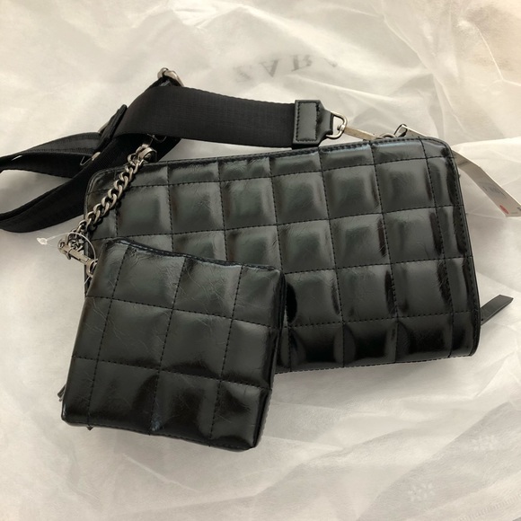 Zara black quilted triple crossbody wallet - Picture 11 of 13